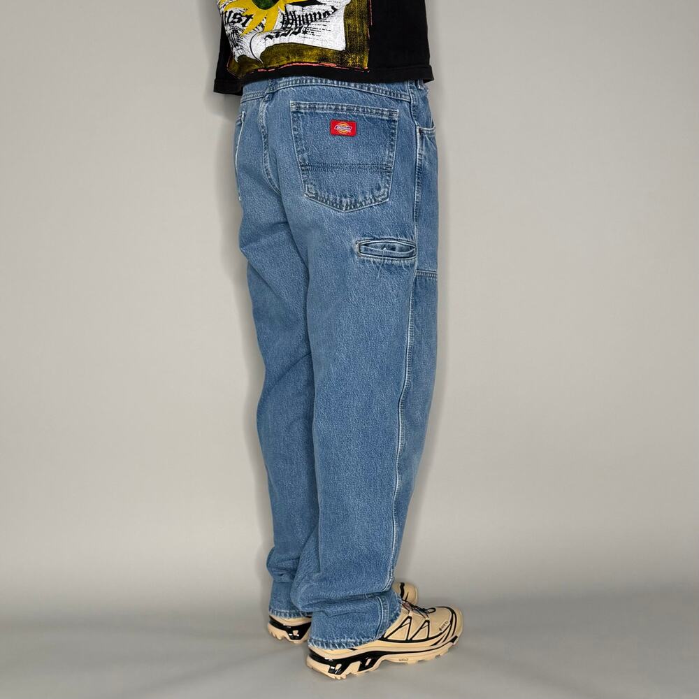 Vintage Y2K Dickies Carpenter Jeans 36x34 Relaxed Fit Medium Wash Double Knees